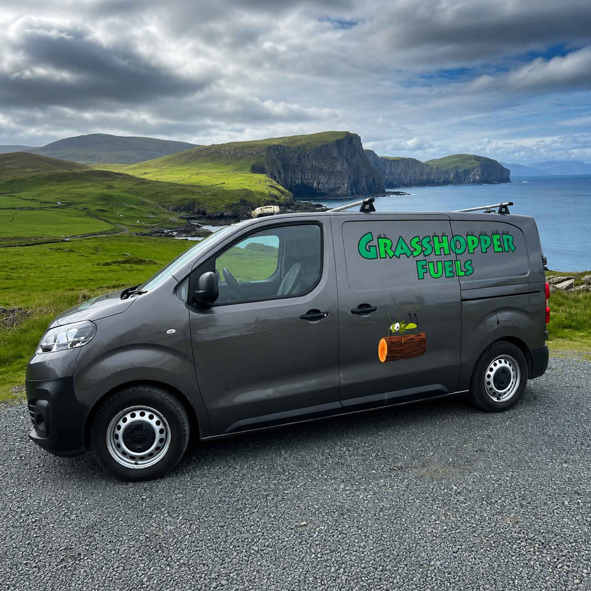 Grasshopper Fuels delivery van on the Isle of Man